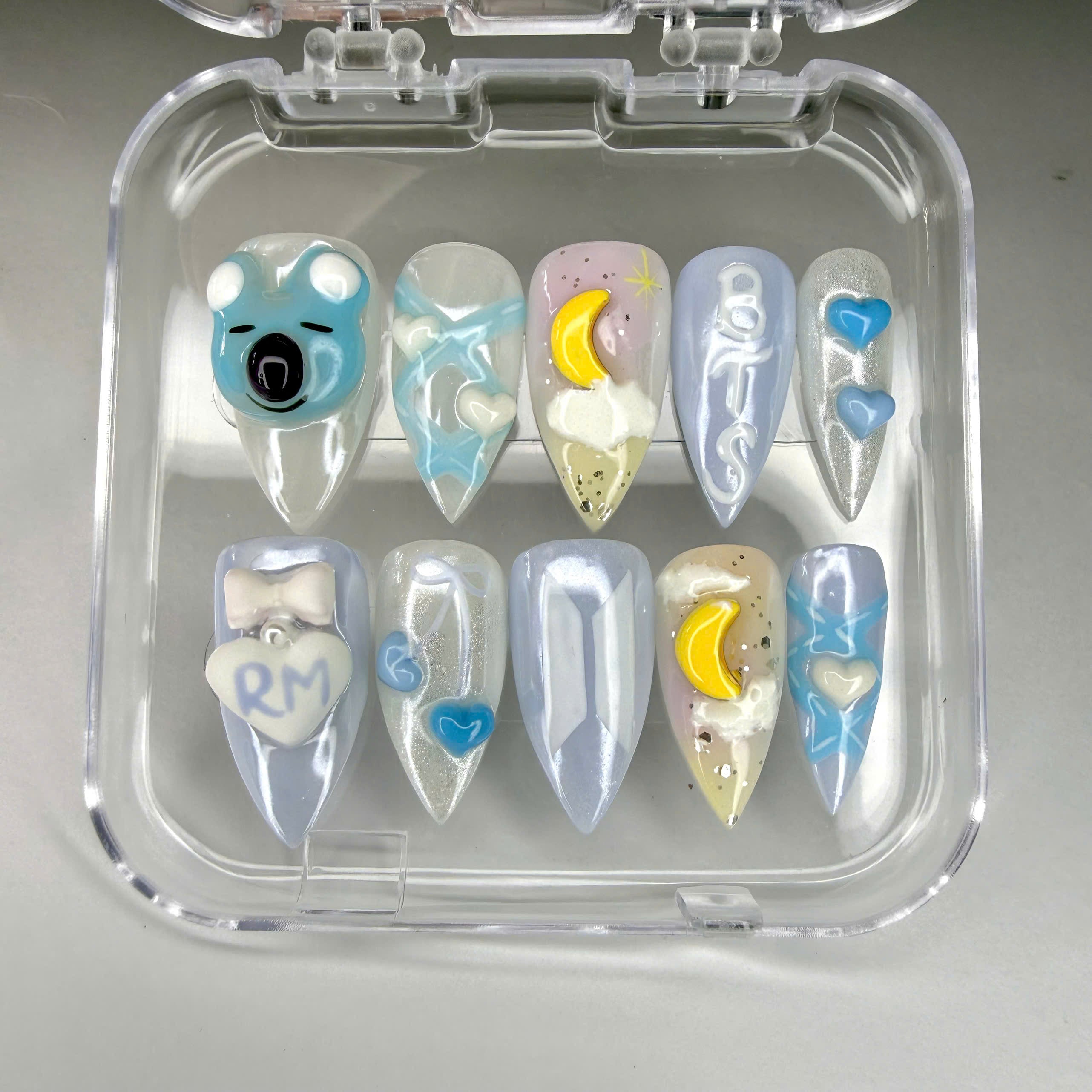 Handmade BTS RM Koya Press On Nails | BT21 Blue