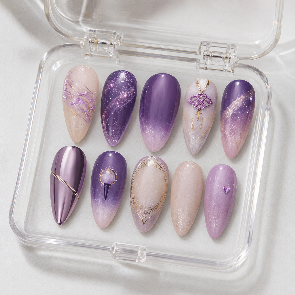 Forever With You Art | Purple Chrome Galaxy Nails | 3D Traditional Knot Nails | K-pop Gel