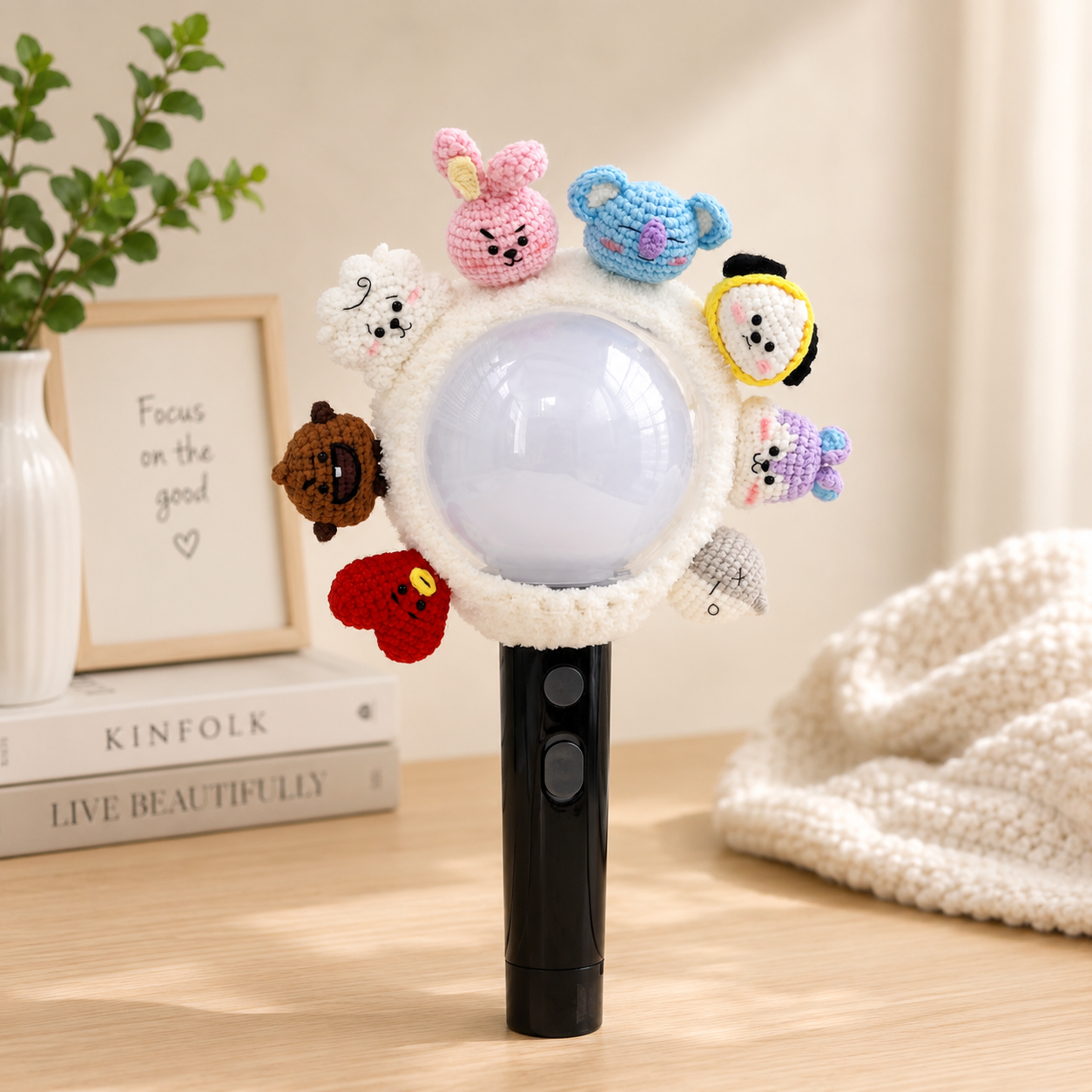 OT7 Crochet Lightstick Cover | BTS Army Bomb Plush Sleeve