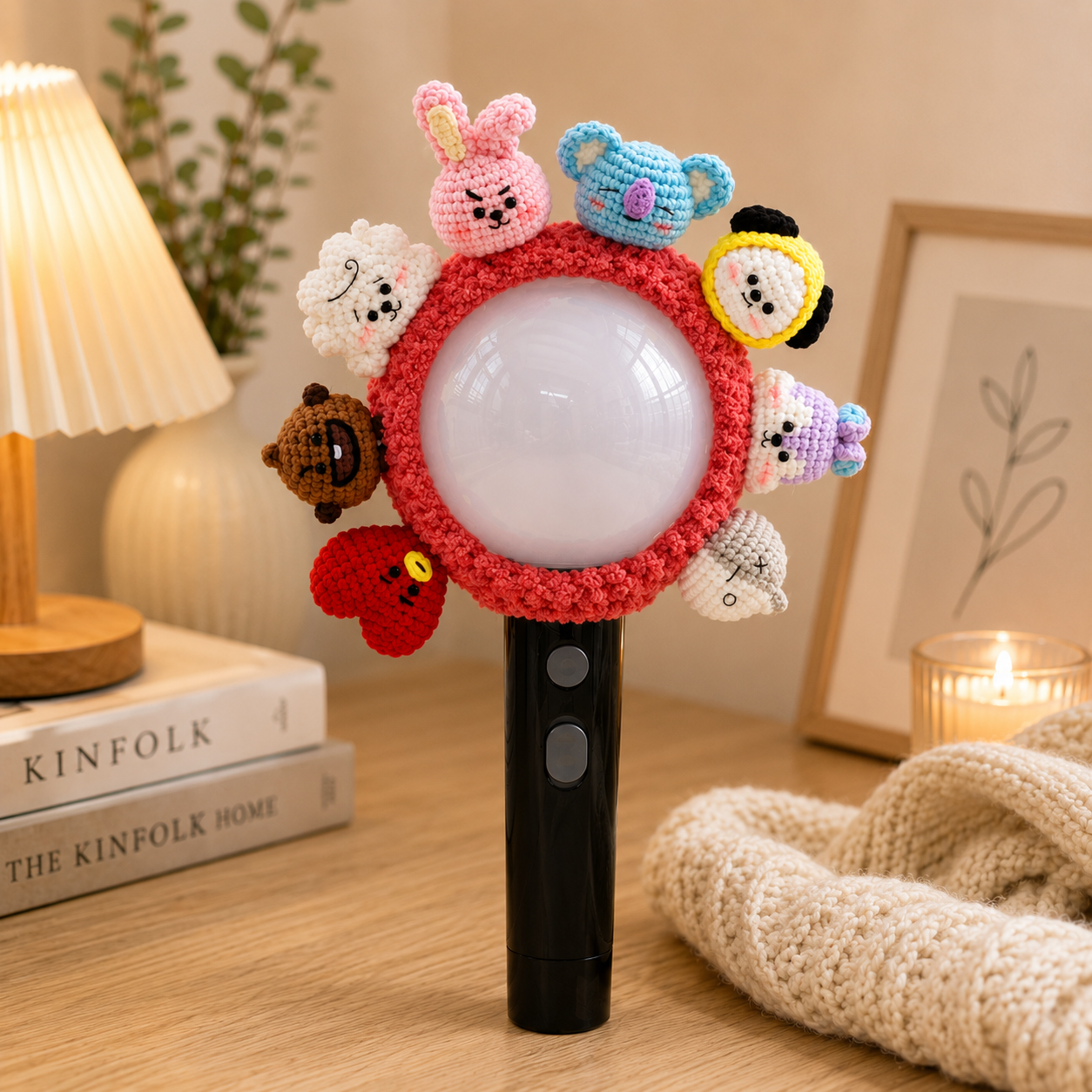 OT7 Crochet Lightstick Cover | BTS Army Bomb Plush Sleeve