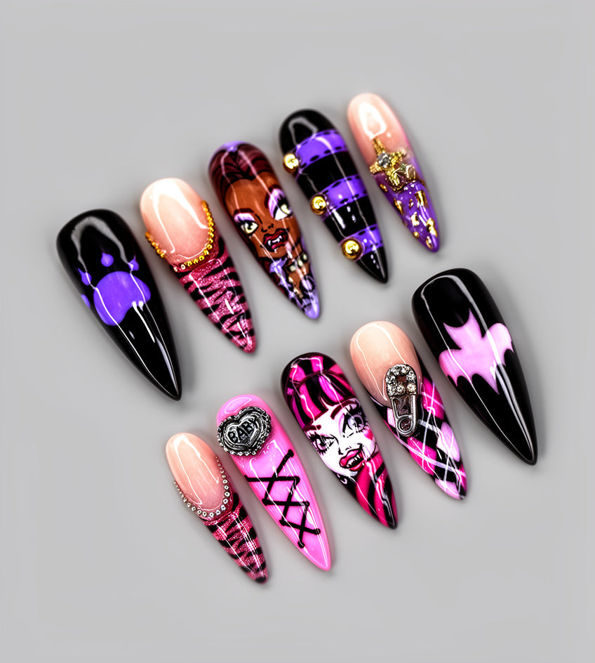 gothic press on nails gouh inspired