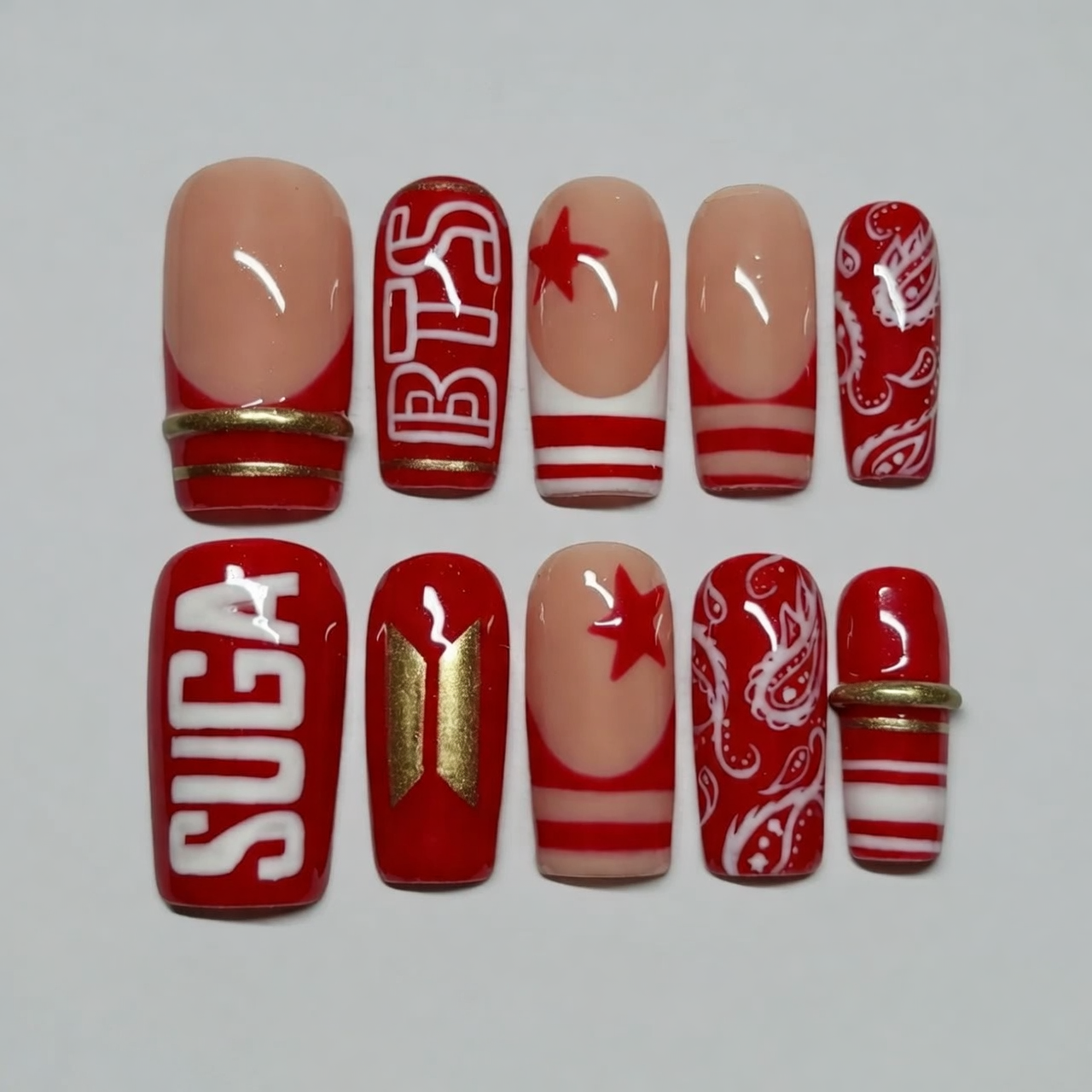 BTS Arirang Album Press On Nails | SUGA BIAS - 2026 Comeback Custom K-pop Concert Nails