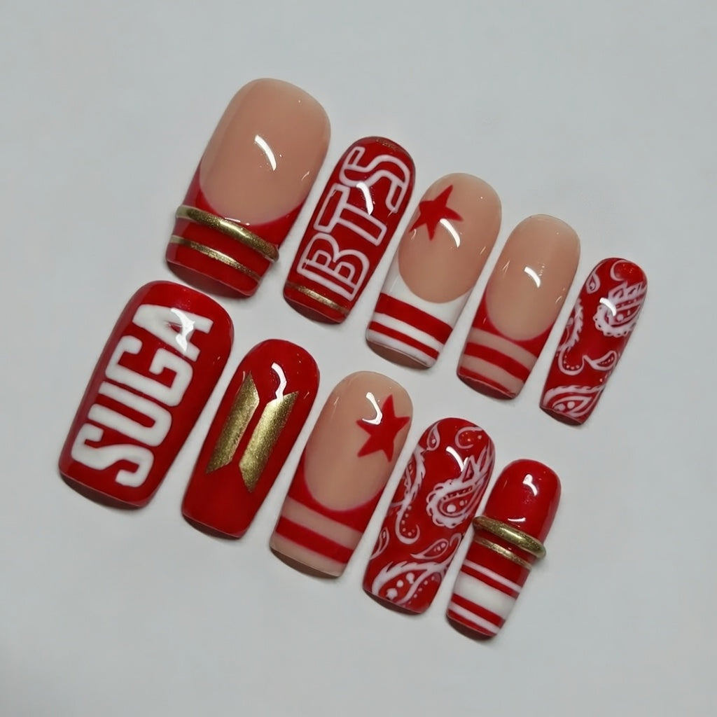 BTS Arirang Album Press On Nails | SUGA BIAS - 2026 Comeback Custom K-pop Concert Nails