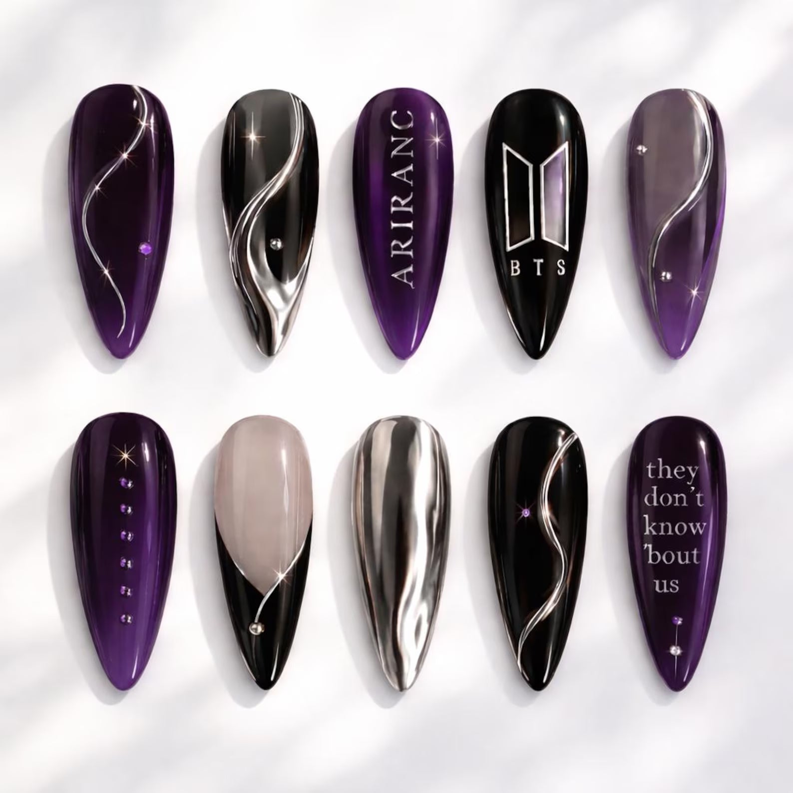 BTS Arirang Press On Nails | 2026 Comeback Lyrics Nail Art