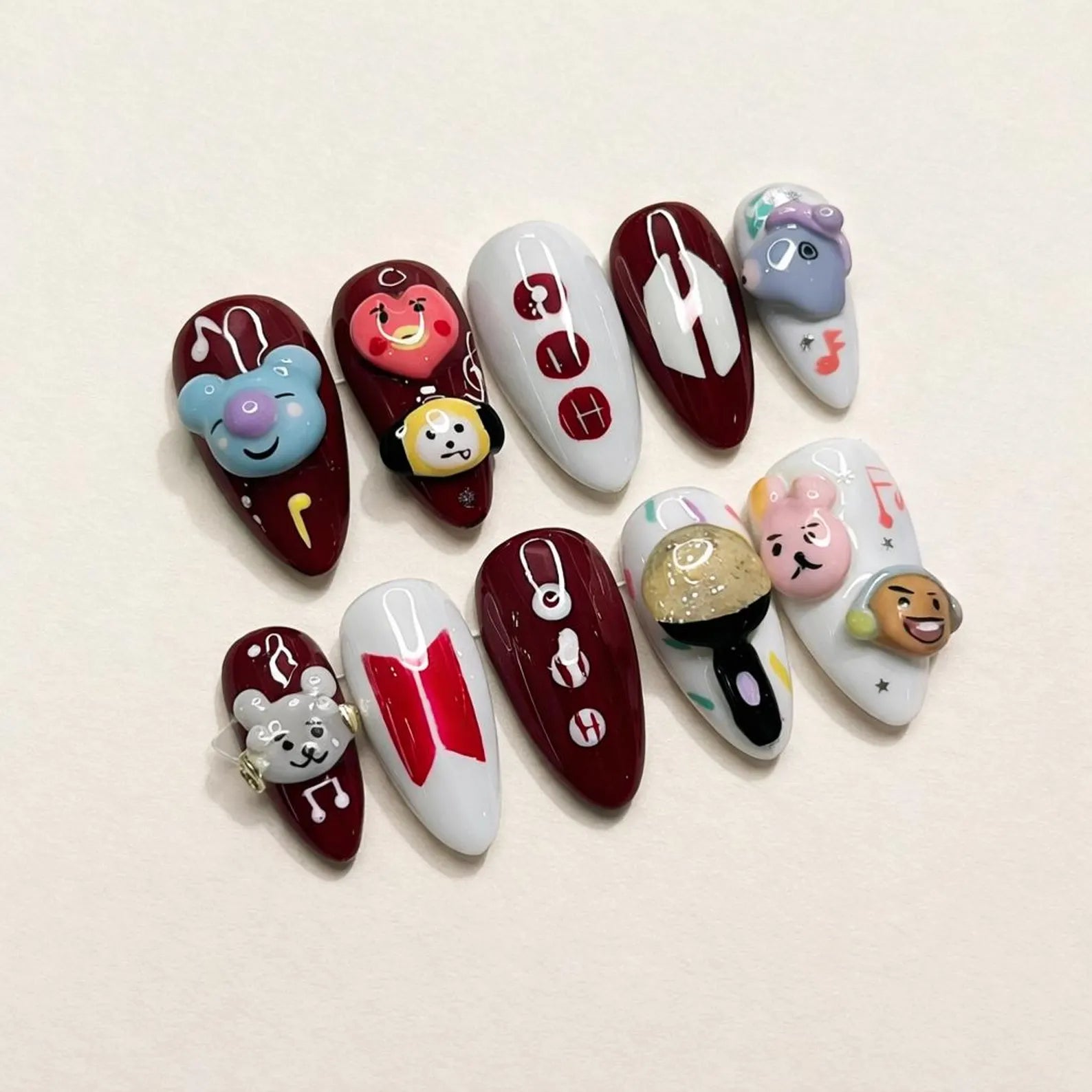 BTS OT7 Arirang Press On Nails | 2026 Comeback 3D BT21 Character Nails