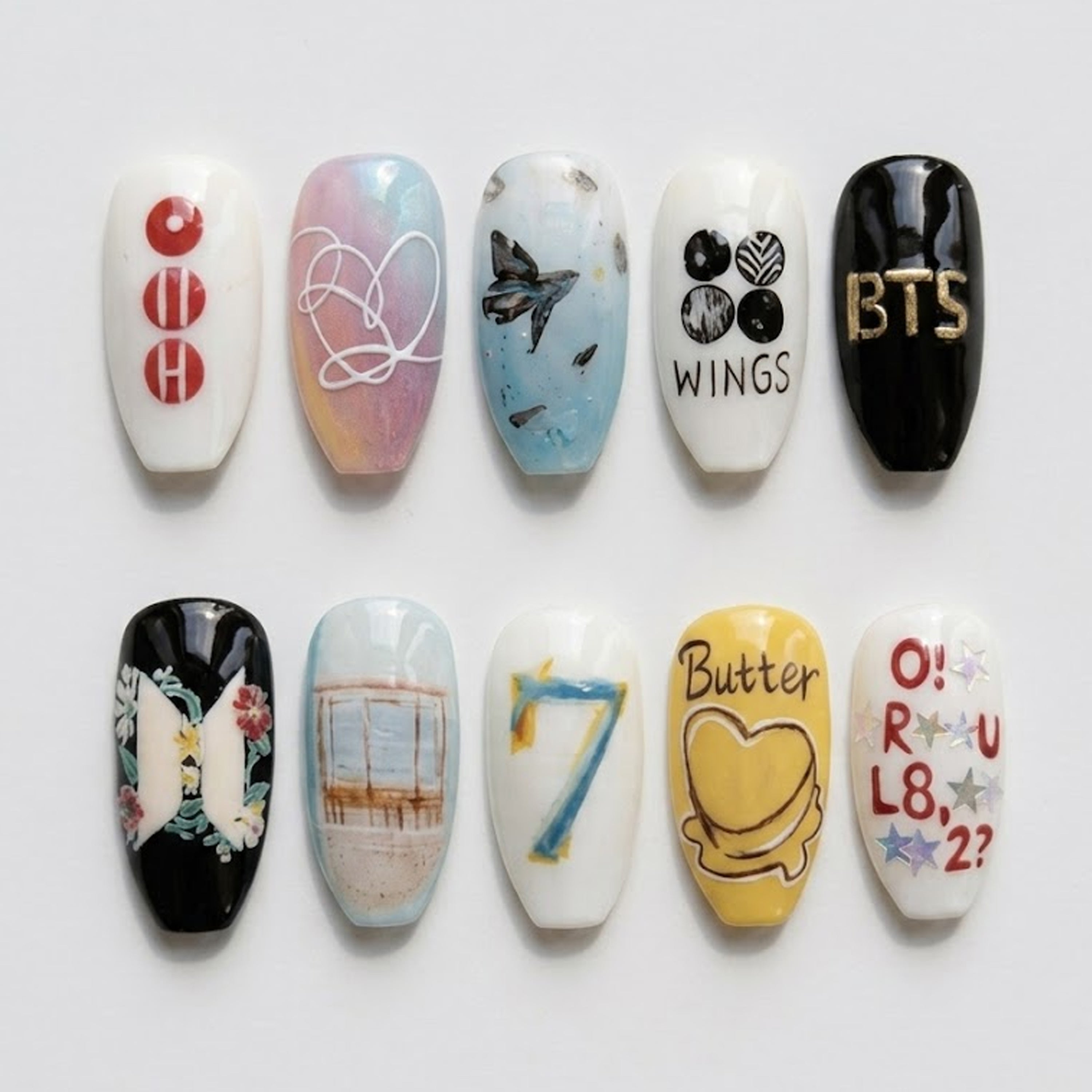 Handmade BTS Album Era Press On Nails | Custom K-pop Fan Art Set